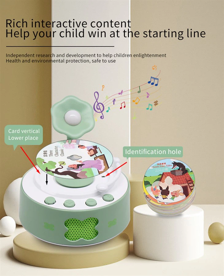 Kids Gramophone With 60 Learning Cards, Kids Record Player, Story Machine For Kids, Kids Music Player, Phonograph Toy For Kids Ages 2+